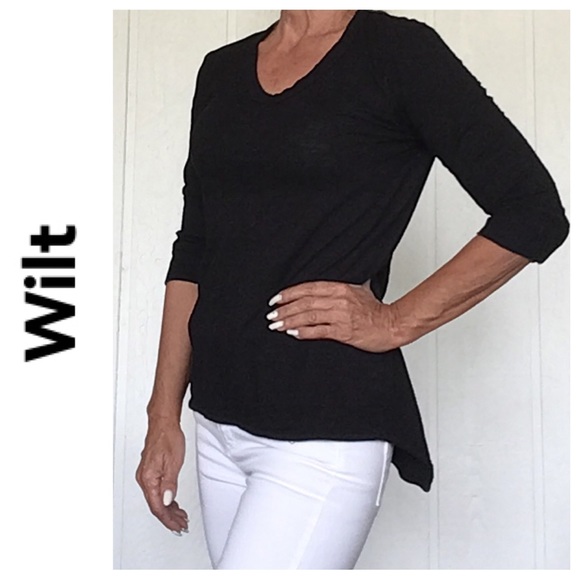 ARITZIA WILT SLUB KNIT BLACK TEE SHIRT 3/4 SLEEVES SIZE XS - Picture 4 of 12